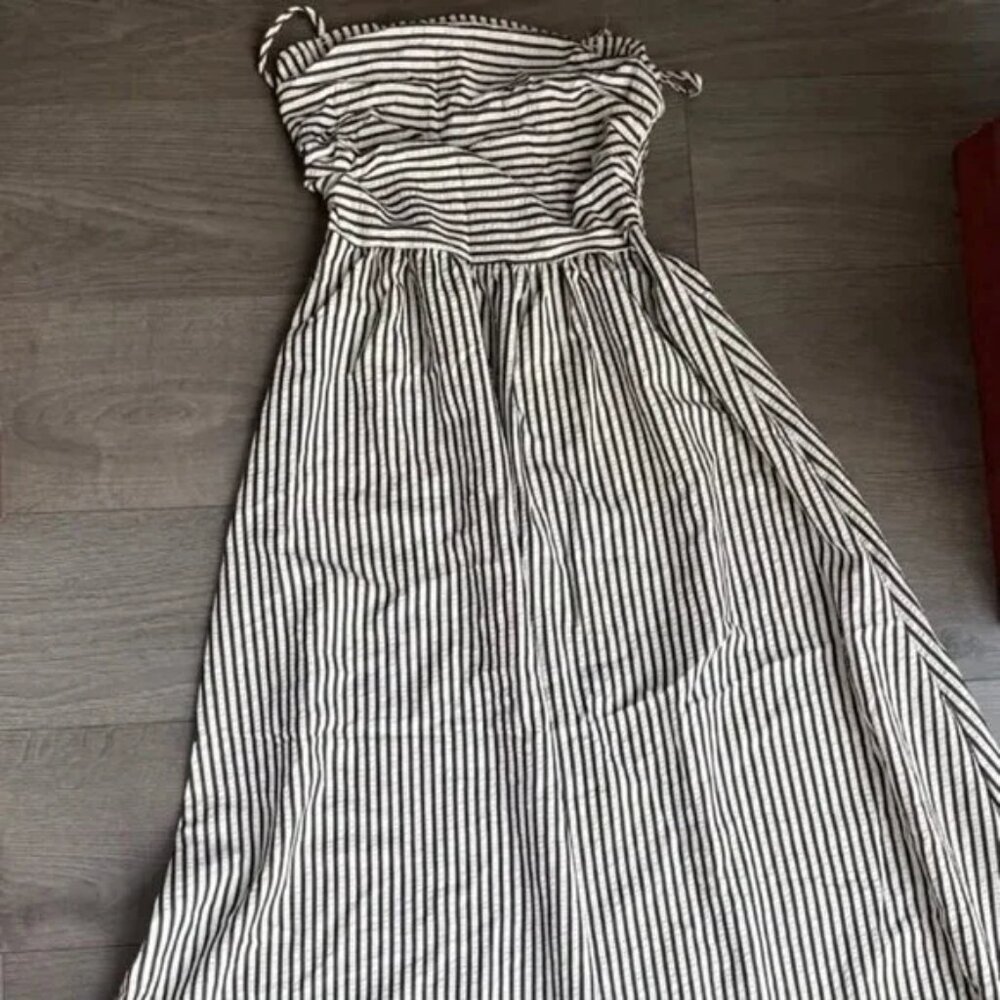 Striped Black & White Maxi Dress - Picture 3 of 5